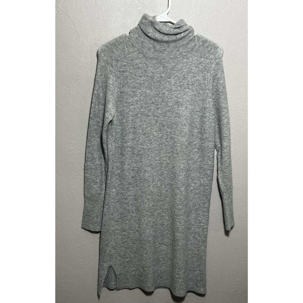 J. Crew Cozy Warm Soft Turtleneck Sweater Dress Sz XS Gray Merino Wool K3860
